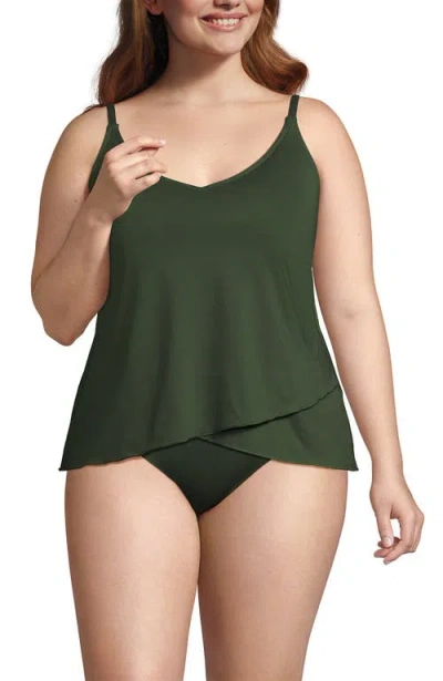 Lands' End Tulip Hem Tankini Top In Green