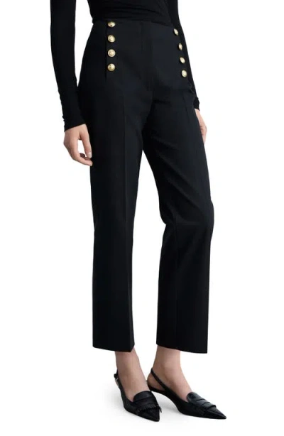 Mango Button Straight Leg Pants In Black