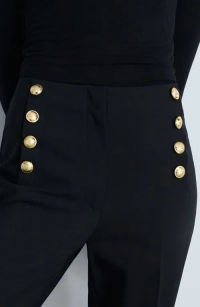 Mango Button Straight Leg Pants In Black