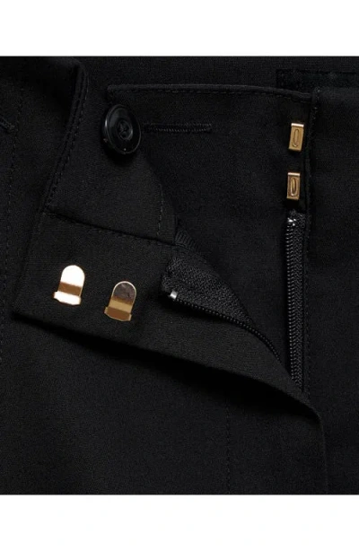 Mango Button Straight Leg Pants In Black