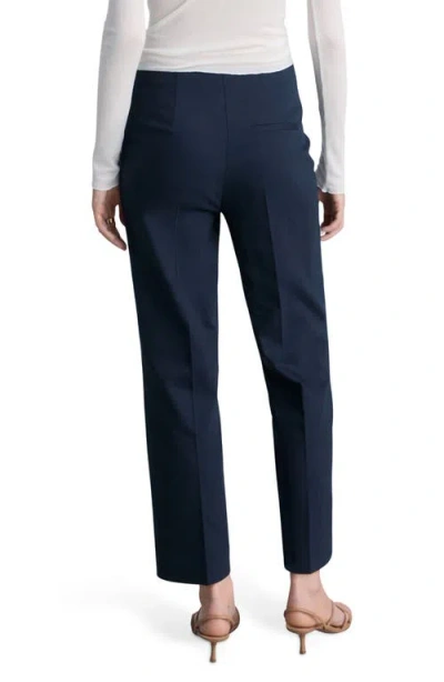 Mango Button Straight Leg Pants In Dark Navy