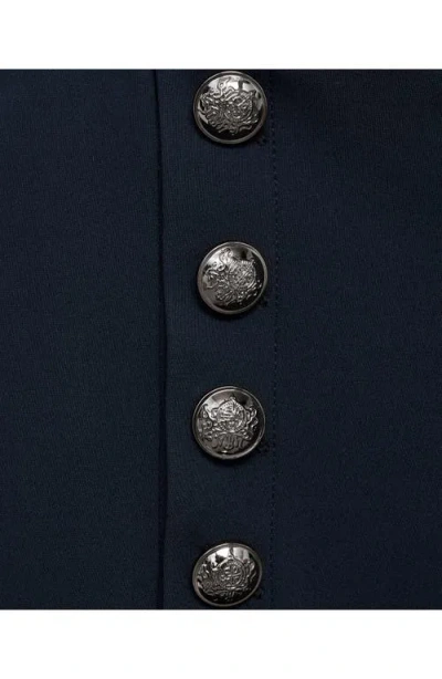 Mango Button Straight Leg Pants In Dark Navy