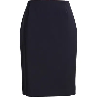 Hugo Boss Boss Vileah Virgin Wool Pencil Skirt In Dark Blue