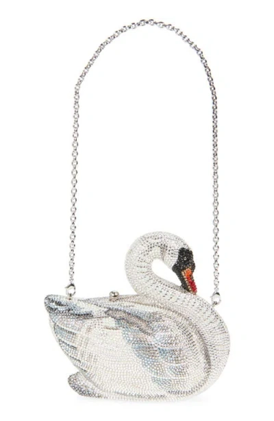 Judith Leiber Couture Swan Odette Crystal Embellished Novelty Clutch In Silver Rhine Multi