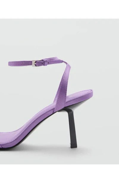 Mango Square Toe Satin Sandal In Lilac
