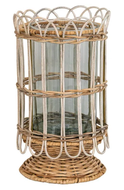 Juliska Provence Rattan Whitewash Large Hurricane In Natural/whitewash
