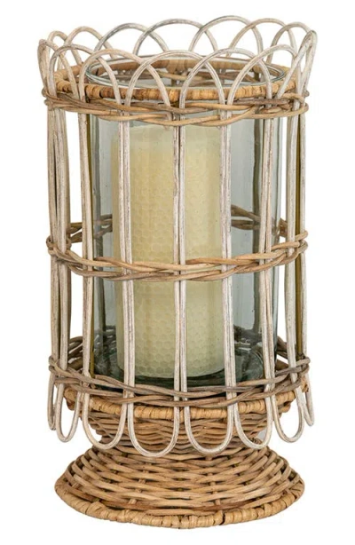 Juliska Provence Rattan Whitewash Large Hurricane In Natural/whitewash