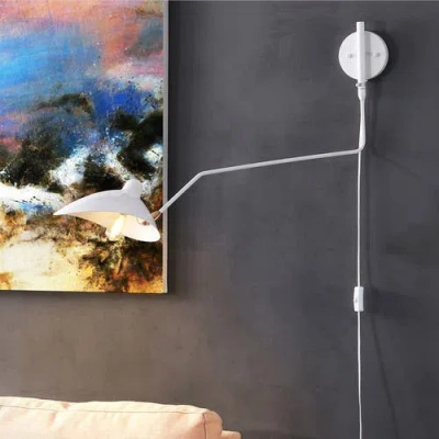 Jonathan Y Frank Iron Retro Swing Led Wall Sconce In White/brass Gold