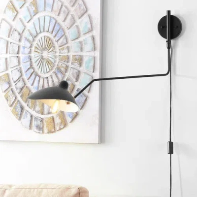Jonathan Y Frank 35" Iron Retro Swing Led Wall Sconce In Black/brass Gold