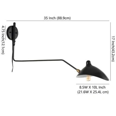 Jonathan Y Frank 35" Iron Retro Swing Led Wall Sconce In Black/brass Gold