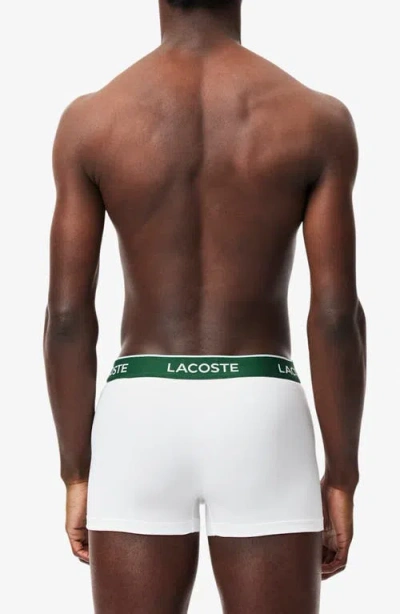 Lacoste 3-pack Stretch Cotton Boxer Briefs In Black/white/silver Chine