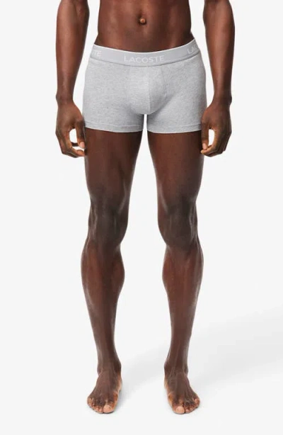 Lacoste 3-pack Stretch Cotton Boxer Briefs In Black/white/silver Chine