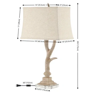 Jonathan Y Antler 29.5" Rustic Resin/crystal Led Table Lamp In Beige