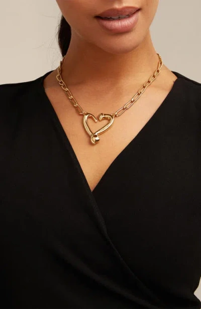 Unode50 18k Gold Pendant With Links And Heart In Gold