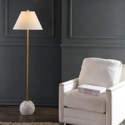 Jonathan Y Miami 63.5" Minimalist Resin/metal Led Floor Lamp In Gold/white