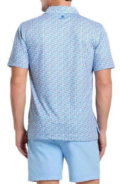 Robert Graham Galan Micro Geo Print Classic Fit Performance Polo Shirt In Blue
