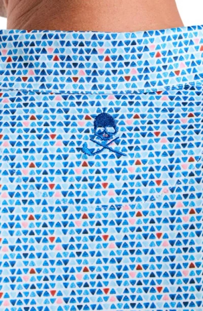 Robert Graham Galan Micro Geo Print Classic Fit Performance Polo Shirt In Blue