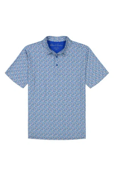 Robert Graham Galan Micro Geo Print Classic Fit Performance Polo Shirt In Blue