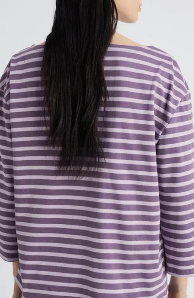 Mango Stripe Cotton T-shirt In Purple