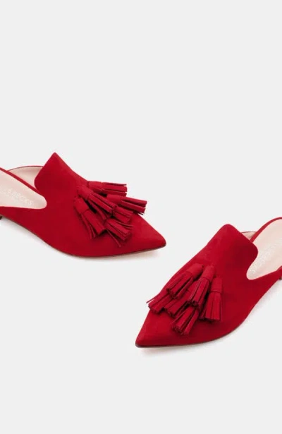 Bells & Becks Mirella Pointed Toe Tassel Mule In Red