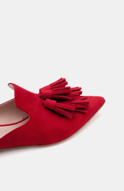 Bells & Becks Mirella Pointed Toe Tassel Mule In Red