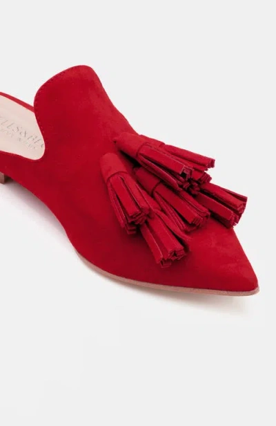 Bells & Becks Mirella Pointed Toe Tassel Mule In Red