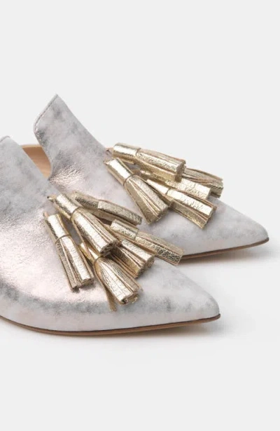 Bells & Becks Mirella Pointed Toe Tassel Mule In Gold