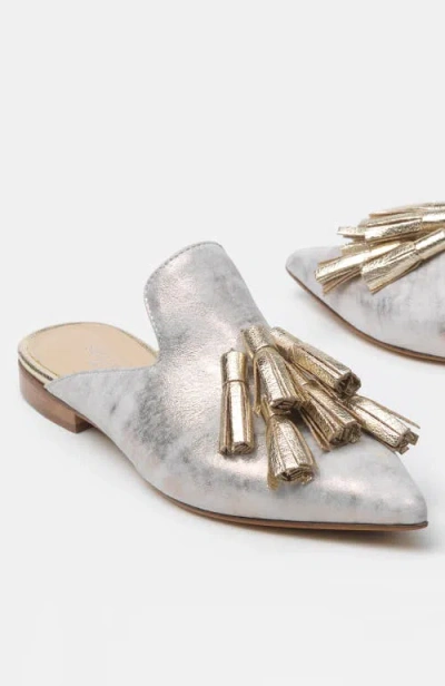 Bells & Becks Mirella Pointed Toe Tassel Mule In Gold