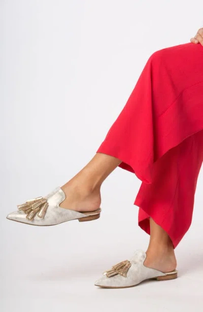 Bells & Becks Mirella Pointed Toe Tassel Mule In Gold