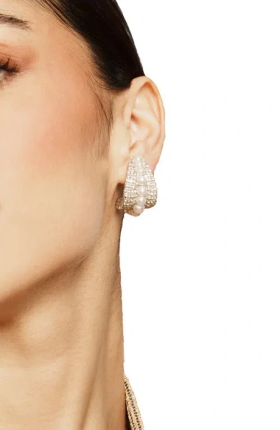 Deepa Gurnani Filomena Huggie Hoop Earrings In Silver