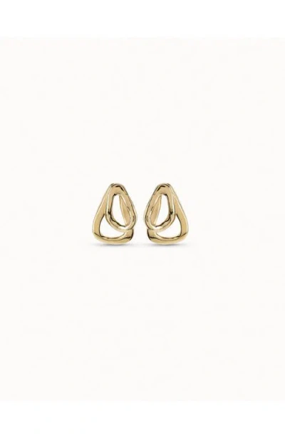 Unode50 18k Gold-plated Earrings With 2 Overlapping Links In Gold