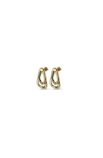 Unode50 18k Gold-plated Earrings With 2 Overlapping Links In Gold