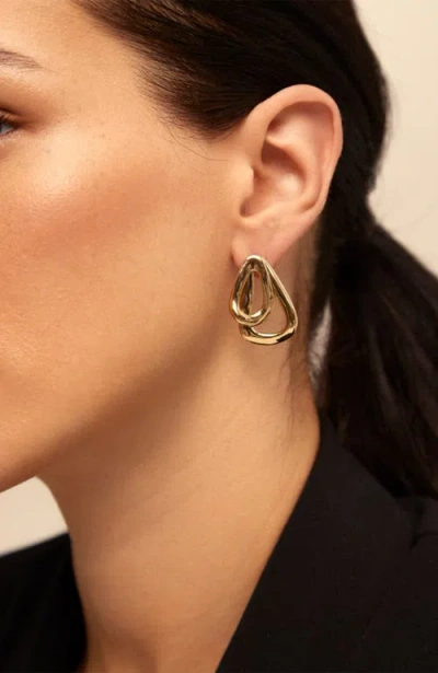 Unode50 18k Gold-plated Earrings With 2 Overlapping Links In Gold