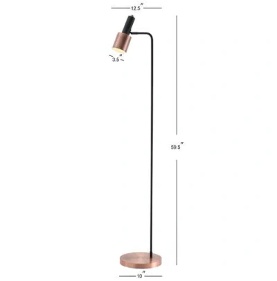 Jonathan Y Brady 59.50" Metal Led Task Floor Lamp, Copper/black In Copper/black