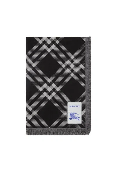 Burberry Silk-wool Wide Check Scarf In Black/calico
