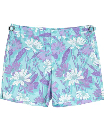 Lords Of Harlech Men's Green Neptune Springtime Tailored Swim Short - Spearmint In Green