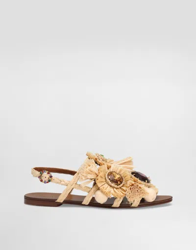 Dolce & Gabbana Braided Rafia Flip-flops In Multicolor