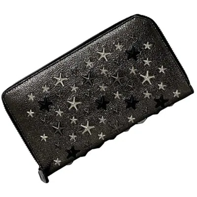Pre-owned Jimmy Choo Studs Leather Wallet () In Black