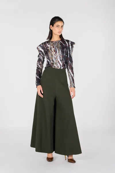 Roberto Cavalli Fluid Trousers In Dark Green