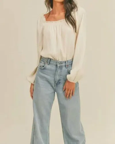 Lush Long Sleeves Bodysuit In Cream In White