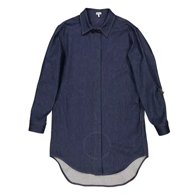 Loewe Leather-trimmed Wool And Cashmere Overshirt In Blue