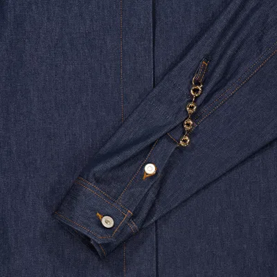 Loewe Leather-trimmed Wool And Cashmere Overshirt In Blue