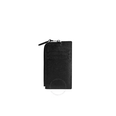 Dunhill Cadogan Leather Zip Card Holder In Black