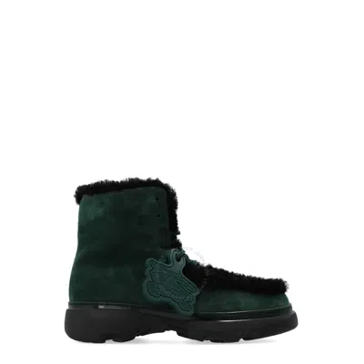 Burberry Suede Chugga Ankle Boots With Real Fur Inner In Black