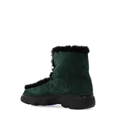 Burberry Suede Chugga Ankle Boots With Real Fur Inner In Black