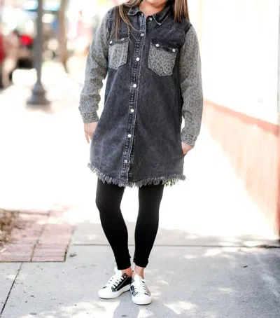 ​carole Christian Denim Cheetah Jacket In Black In Black