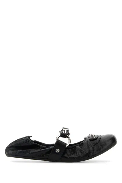 Balenciaga Black Lamb Leather Shoes With Striking Metallic Accents In Black