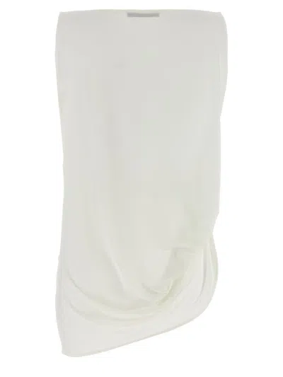 Jacquemus Le Haut Peplo White Top With Square Neck And Cut-out On The Side In Viscose Blend Woman In White