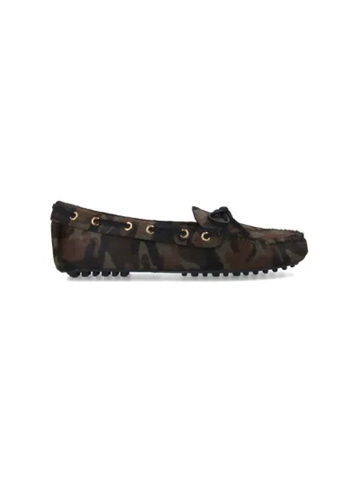 Car Shoe Pony Hair Loafers - Green Camo In Green