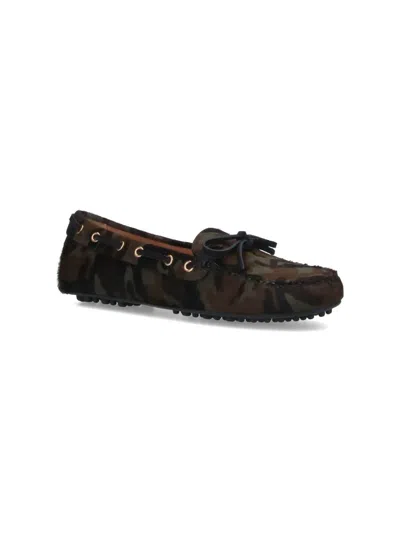 Car Shoe Pony Hair Loafers - Green Camo In Green